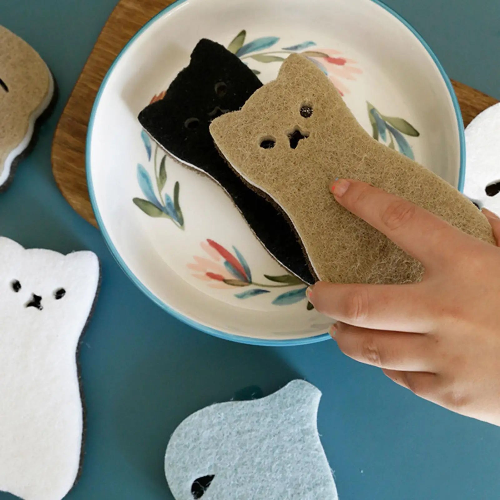 Cat Cleaning Sponge Kitchen Scrub Sponges Cat Cleaning Sponge Dishwashing Scrubber Non-Scratch Dish Washing Pad Kitchen Scrubber Oasis Select