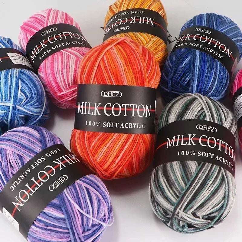 3 Strand Gradient Dyed Milk Cotton Yarn Soft Knitting Material Balls For Handmade Sweater Crochet And DIY Woven Craft Projects Oasis Select