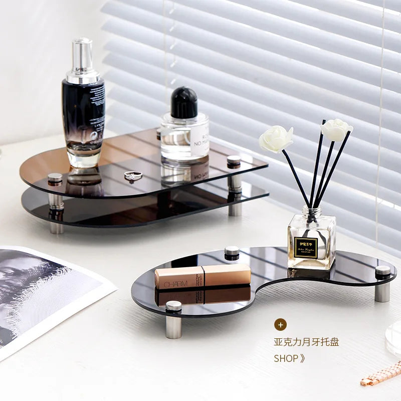 Acrylic Decorative Tray Organizer | Desk, Vanity & Shelf Display