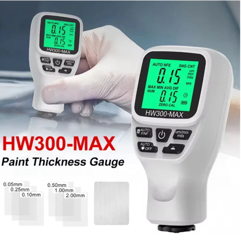  HW300-MAX Car Coating Thickness Gauge 0-2000UM Car Paint Film Thickness Tester Paint DFT Measuring Meter Cars Measuring Tools Oasis Select