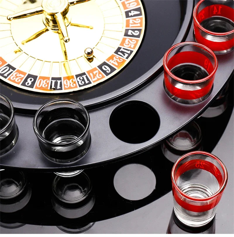 16 Glasses Transparent Glass Wine Cup Game Bar Drinking Game Whiskey Cocktail Bar Party Game Push Turntable Drinking Accessories Oasis Select