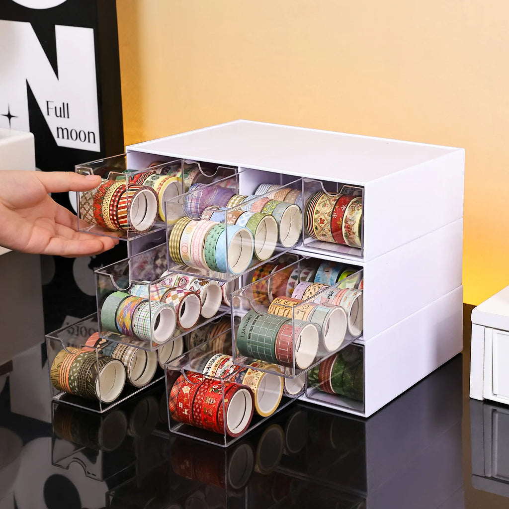 1pc Drawer Style Sticker Hand Account Countertop Storage Box Stackable Stationery Multifunctional Home Office Desk Organizerr Oasis Select