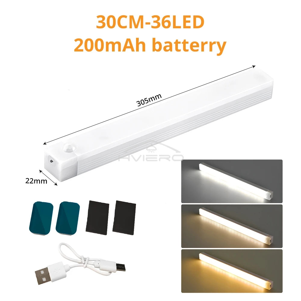 Rechargeable PIR Motion LED Night Light Bar 10–50cm | 3 Colors