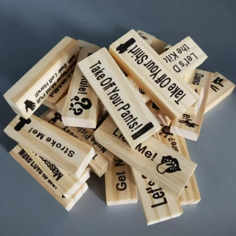 48PCS Block Tower Game Couple Activities Date Night Ideas Valentine Tumbling Tower Stacking Blocks Game For Couples Night Party。 Oasis Select