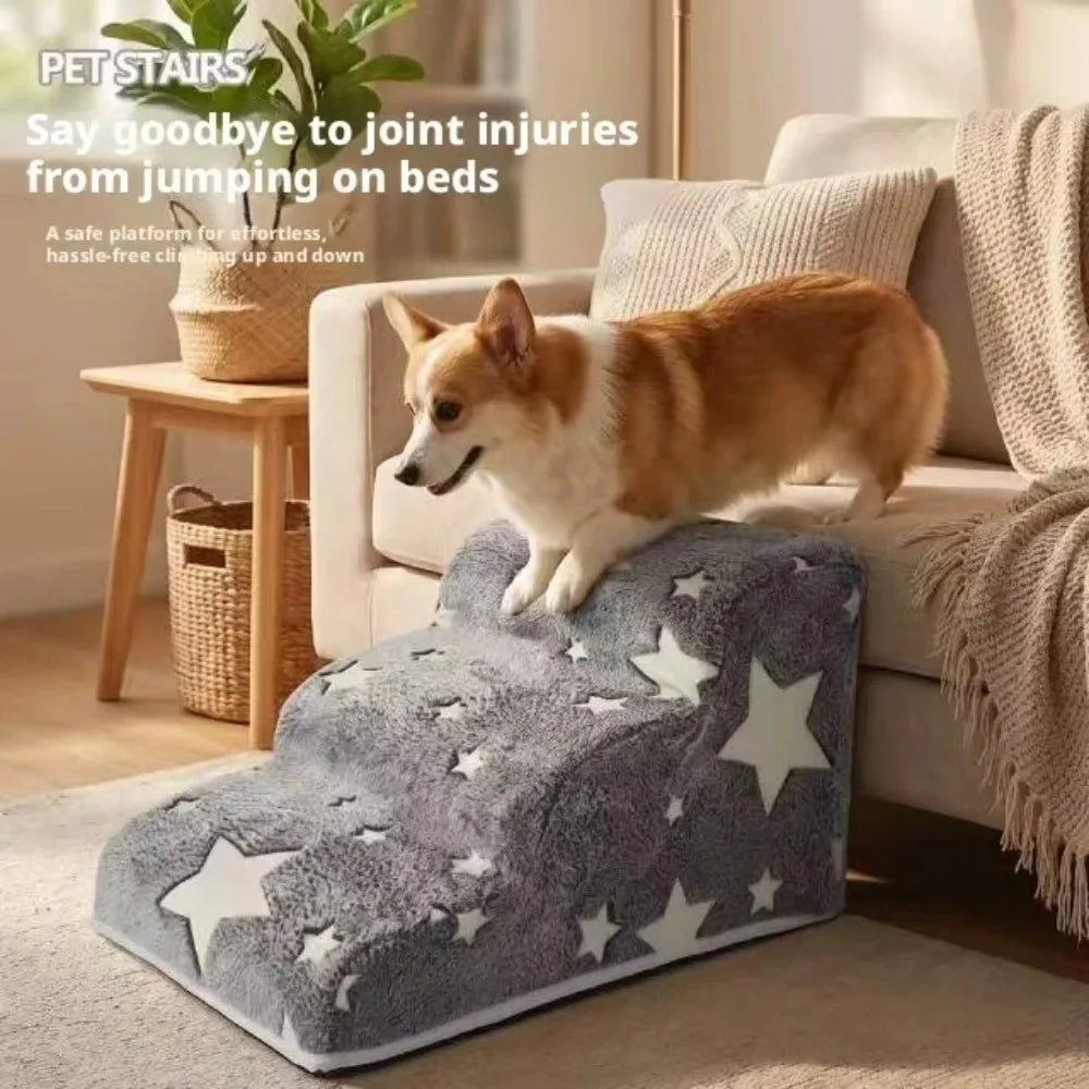 Noctilucent Pet Steps Foam Dogs Secure 2/3/4 Stairs Ramps Non-Slip Pet Star Steps for Protect Older Dogs Pet Sofa Bed Ladde Gift Oasis Select