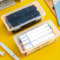 2pcs Large Capacity Transparent Plastic Pencil Boxes, Portable Tension Mount Storage Organizer for Oil Pastels, Crayons Oasis Select 2pcs