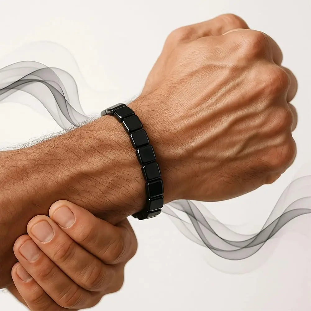 Hematite Black Obsidian Beaded Stretch Bracelet | Men & Women