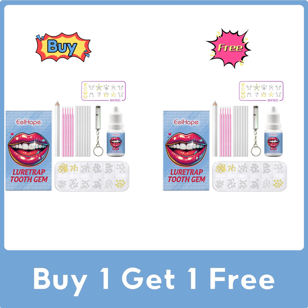 Tooth Gems Sparkling Teeth Jewelry Party Photography Beauty Smile Decor DIY Clear Precious Stone Personalized Fashion Tooth Kit Oasis Select 2set