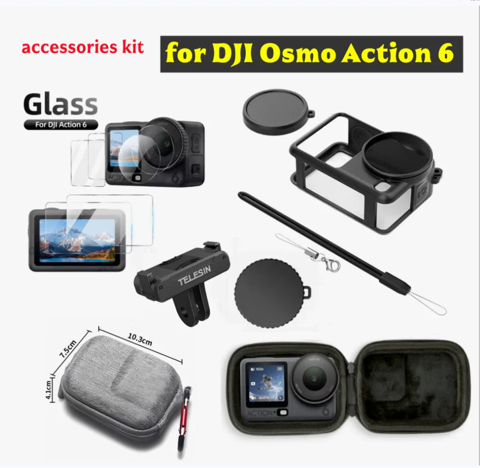 DJI Action 6 Hard Shell Case & Accessories Kit | EVA Carry Bag