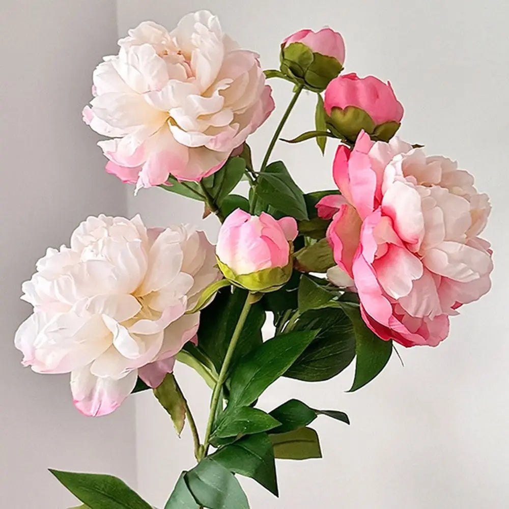 DIY 2 Head Artificial Peony Bouquet Silk Cloth Lifelike Artificial Flower Silk Fake Flower Photography Prop Oasis Select