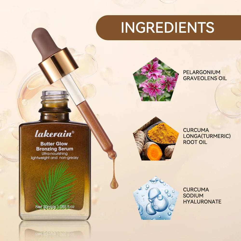 Butter Glow Bronzing Serum Innovative Nourishing Skincare Bronzing Drops for Radiant Natural Sunkissed Complexion Sunkissed Glow Oasis Select