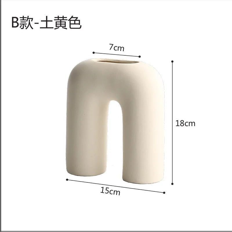 Nordic Geometric Creative Art Plain Germ Dried Flower Ceramic Vase