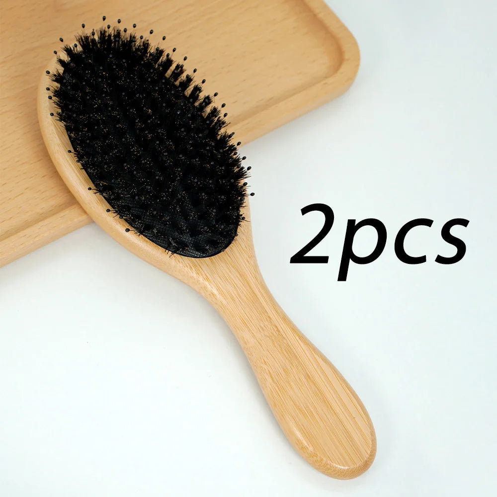 Natural Bamboo Comb Boar Bristle Hair Brush Portable Wooden Air Cushion Comb Scalp Detangler Haircomb Salon Styling Hair Tools Oasis Select Wood5