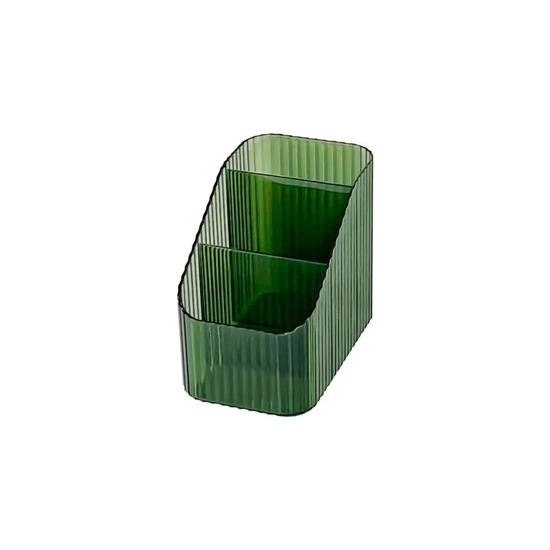 Storage Box Desktop Cosmetic Pen Holder Cosmetic Storage Bucket Transparent Trapezoid Cosmetic Storage Rack Oasis Select S - Green