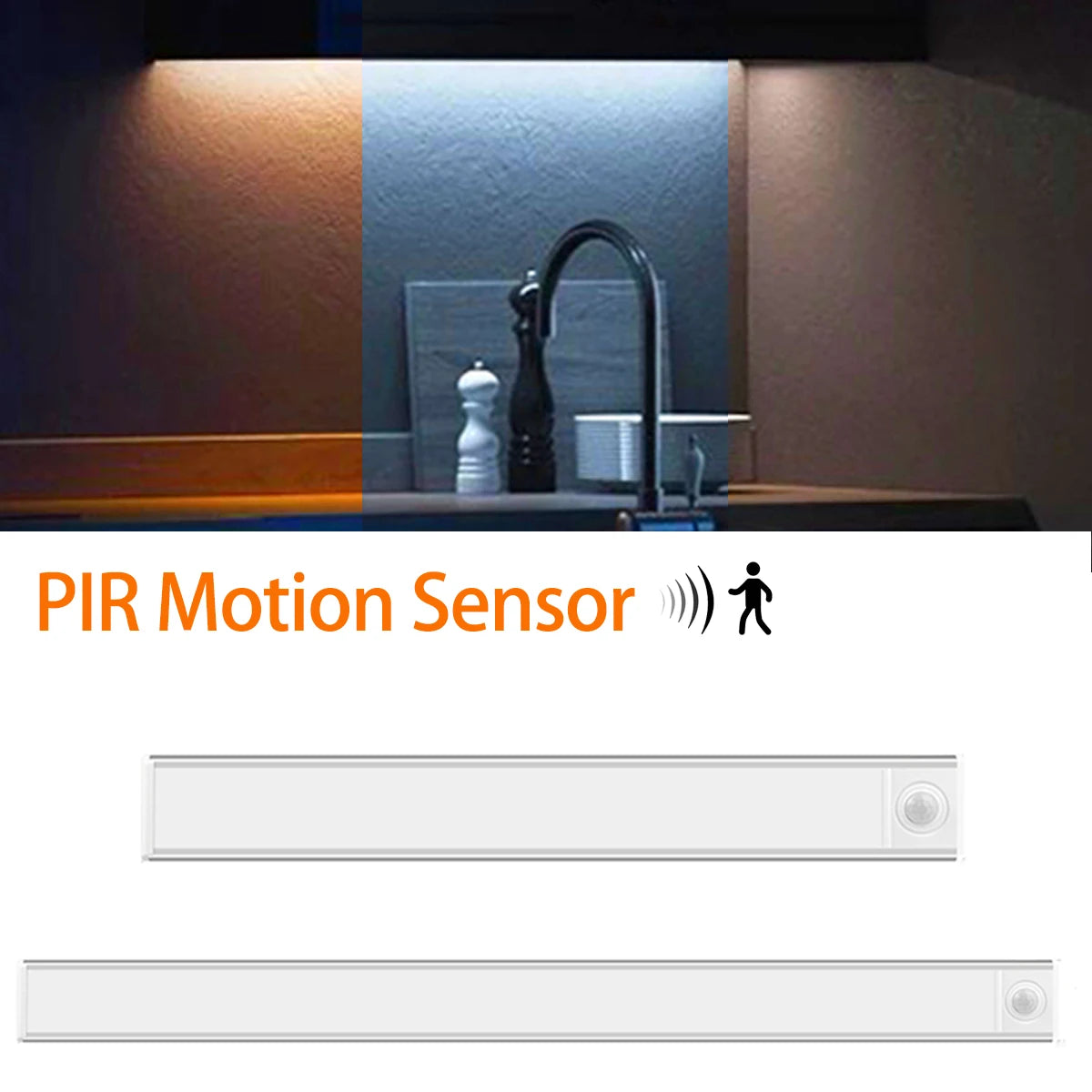LED Human Body Sensor Light Bar Smart Magnetic Absorption Self-adhesive Night Lamp USB Rechargeable Wardrobe Cabinet Light Strip Oasis Select