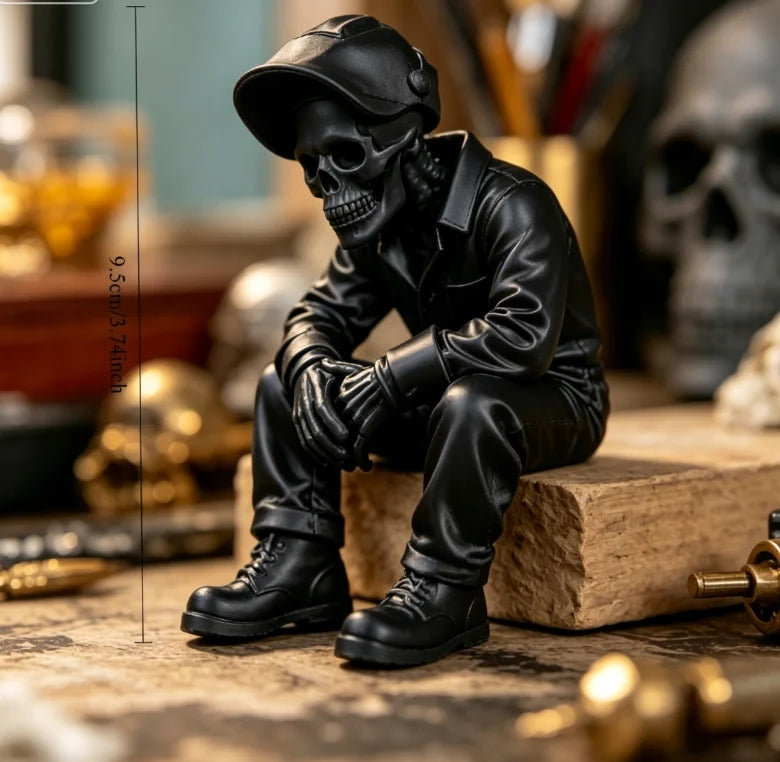 Skeleton Electric Welding Worker Figurine Gothic Style Edge Sitter Statue Skull Ornament for Home Office DeskShelf Display Decor Oasis Select Workers black 9.5x7x6.1cm