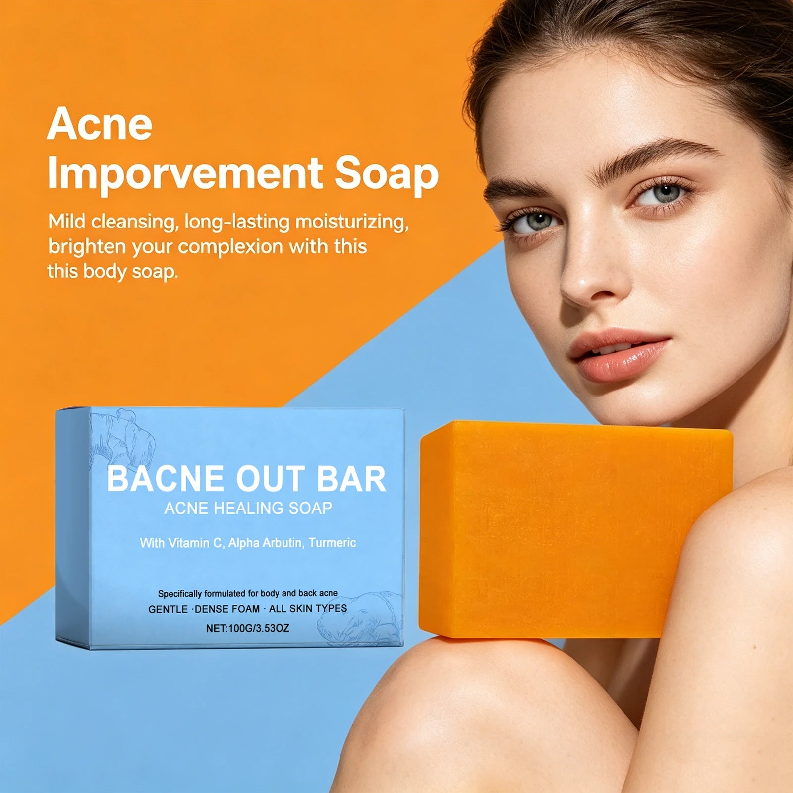 Vitamin C Cleansing Soap with Turmeric Moisturizing & Softening Oil Control Brightens Skin Moisturizing Cleansing Essential Soap Oasis Select