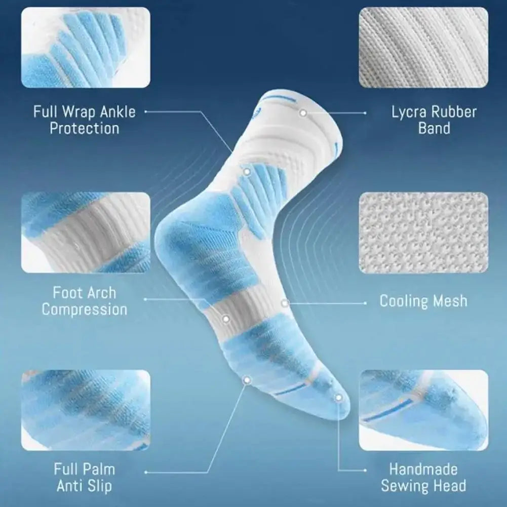 Men's Elite Thick Basketball Socks – High-Top Towel Bottom Athletic Sports Socks Oasis Select