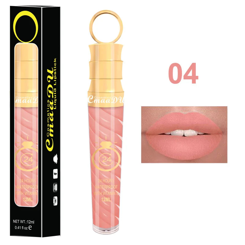 1 Pcs Matte Lip Gloss Waterproof Selection Spiral Glossy Lipstick Long-lasting Non-stick Cup Non-fading Exquisite Gift Oasis Select 04