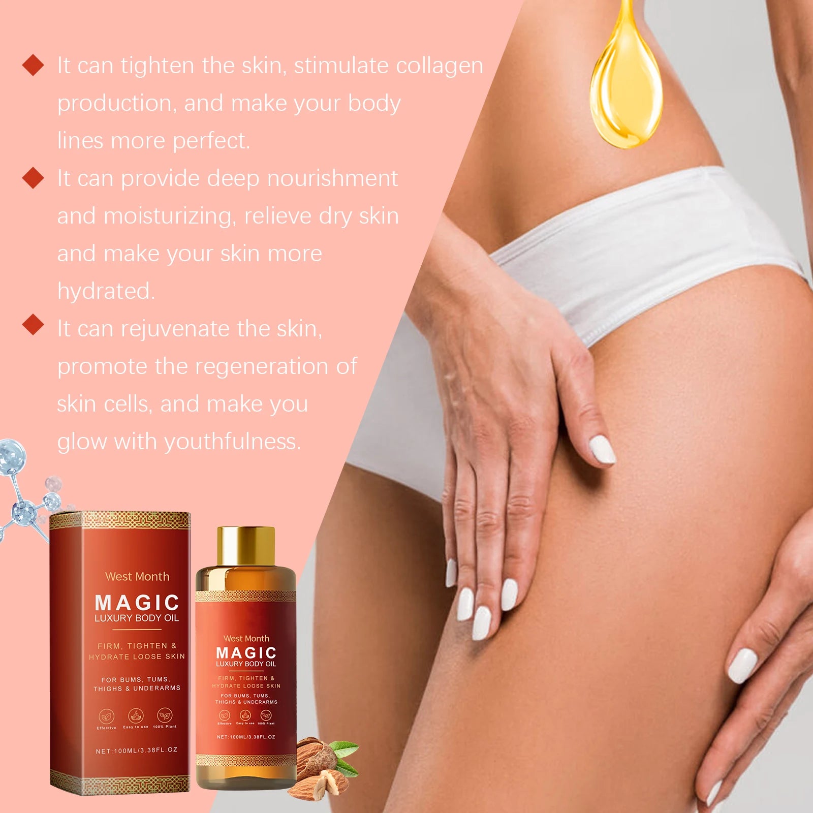 WEST MONTH Firming Body Oil – Tighten, Lift & Moisturize Skin Firming Body Oil Oasis Select