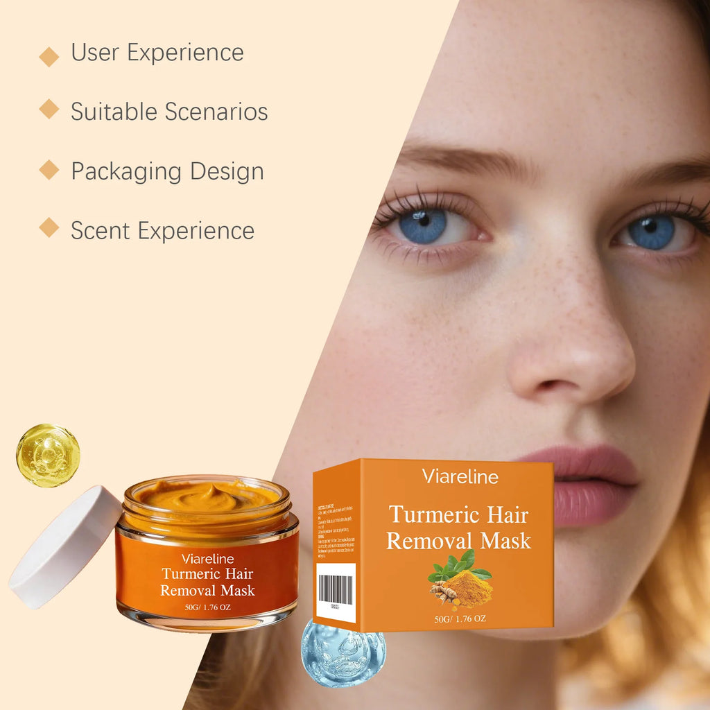 VIARELINE Turmeric Hair Removal Cream – Painless 50g Hair Removal Cream Oasis Select