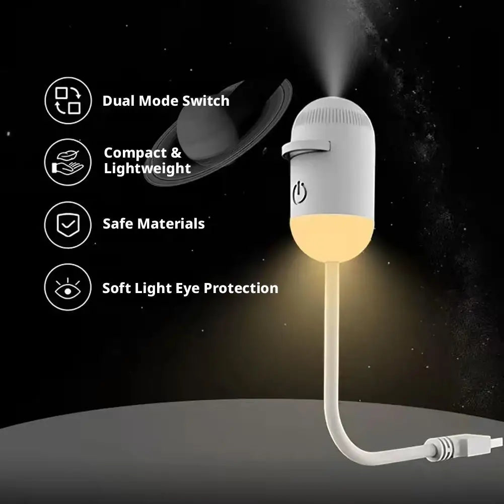 2-in-1 Galaxy Starry Sky Projector Portable 360° Rotate Mini LED Night Light Atmosphere Decor for Bedroom Home Party Oasis Select