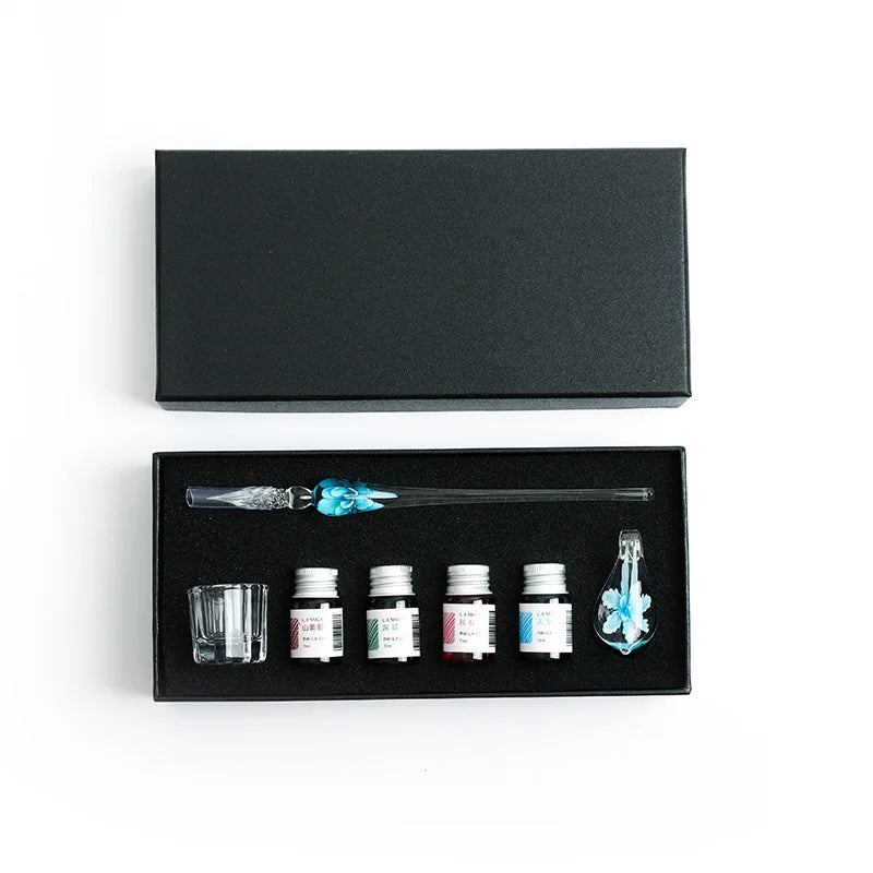 Flower glass dipping pen, student stationery, glass pen, crystal glass pen, birthday gift pen set Oasis Select 8