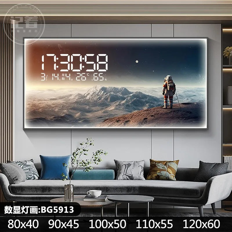 Starry Moon Perpetual Calendar Electronic Clock Guest Restaurant Decorative Painting Dynamic LED Lights Luminous Wall Clock Oasis Select BG5913 90cm x 45cm
