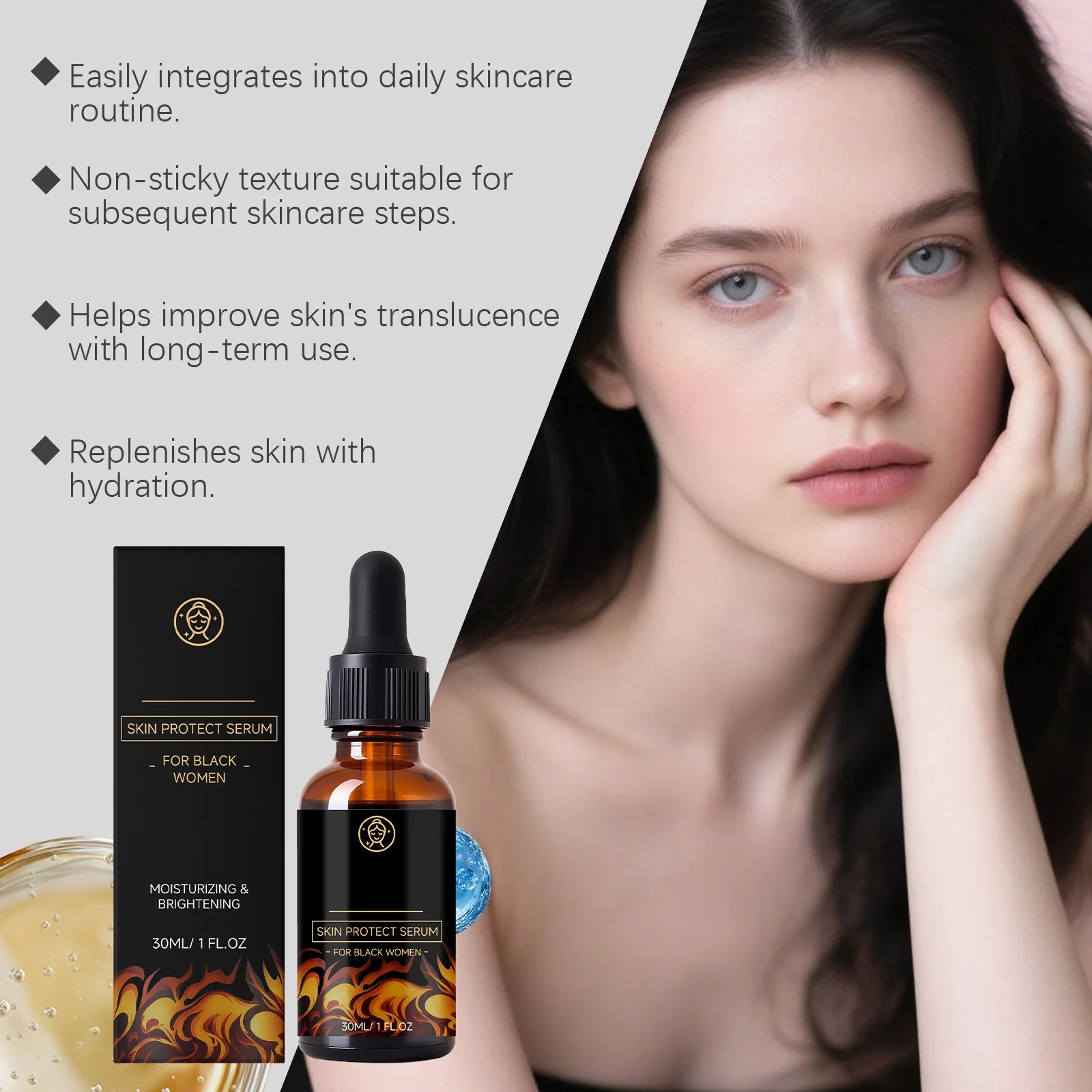 Hydrating Facial Serum Brightening Firming Skin Tone Balancing Lightweight Non Sticky Even Skin Tone for Healthy Glow 30ml Oasis Select