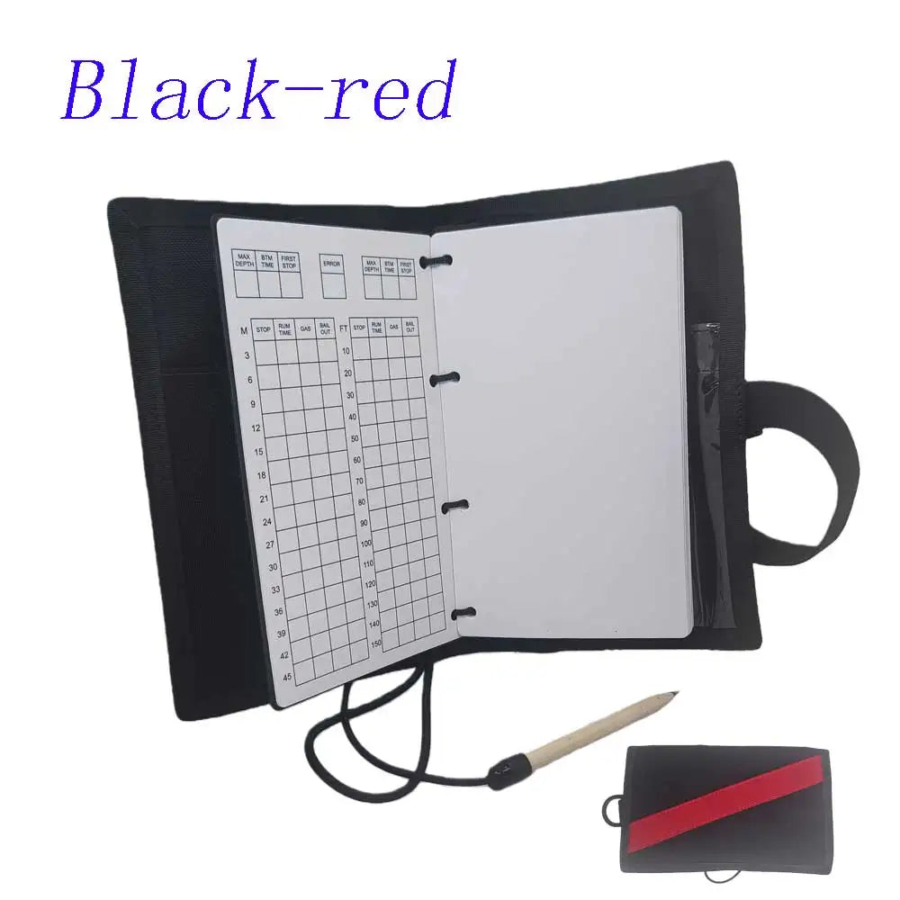 50-Page Technical Diving Erasable Notebook Waterproof Notepad for BCD Sidemount Underwater Diving Logbook Writing Slate Record Oasis Select Black-red