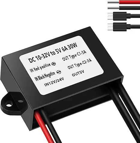 DC/DC 12V/24V Step Down To 5V USB Converter Quick Charge Buck Charging Module Buck Voltage Regulator Car Power Converter Adapter Oasis Select 6A With Dual Type-C 12V 24V 5V