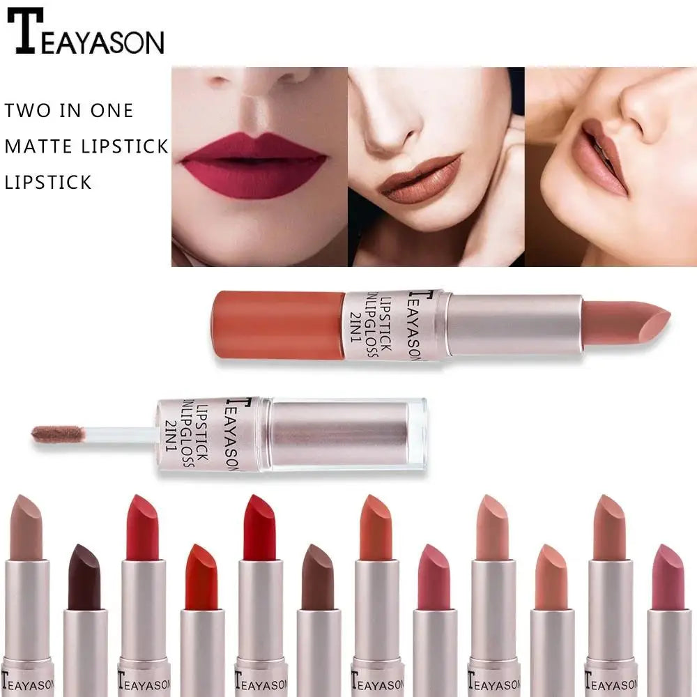 TEAYASON 2-in-1 Matte Liquid Lipstick & Gloss – Waterproof