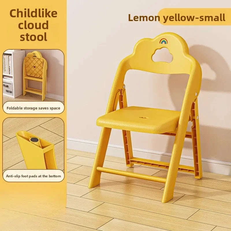 Portable folding back chair Plastic small stool Thickened chair Baby low stool Children's small bench Oasis Select black
