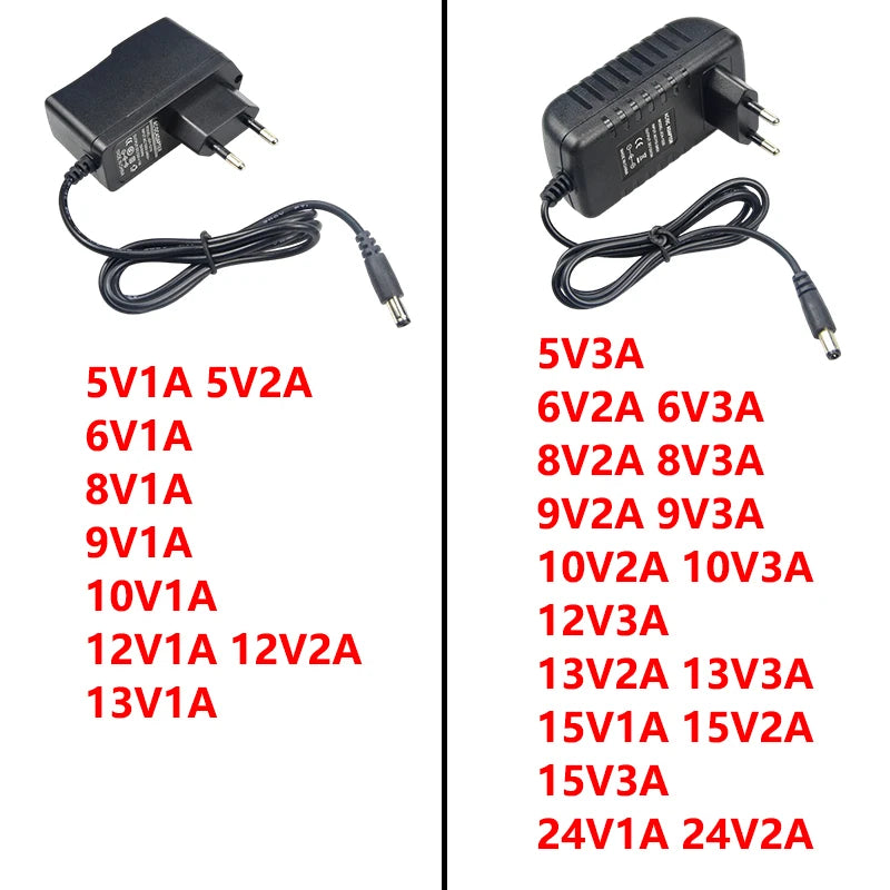 Power Supply 12V 24V AC 220V 110V TO DC 5V 6V 8V 9V 12V 13V 15V 24V Power Supply Adapter Transformer 220V 12V 24V With 8PCS Plug Oasis Select