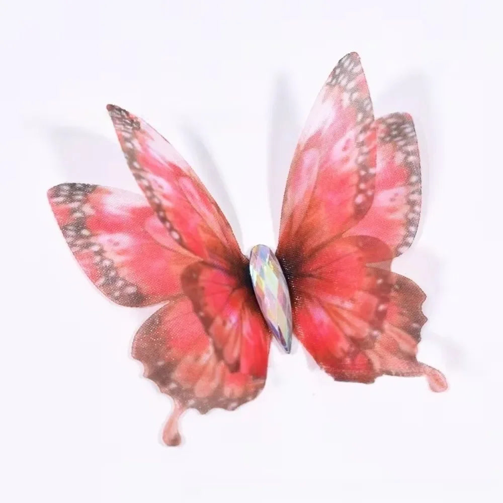 50Pcs 3D Organza Fabric Butterfly Appliques Double-layer Gradient Color Simulation Mesh Butterfly Patch Translucent Oasis Select 2-08