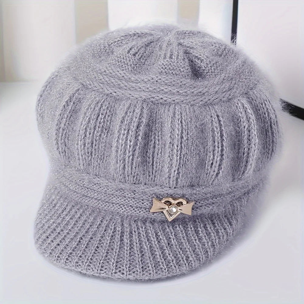 1PC Wool Women's Fashion Hat Plush Knitted Wind Shield Ear Guard Solid Color Atmosphere Simple Autumn and Winter Warm Hat Oasis Select