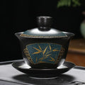 Chinese Teaset Classical Gaiwan Tea Cups Black Clay Tureen Lid Bowl Saucer Traditional Handmade Tea Brew Tea Cup Oasis Select B