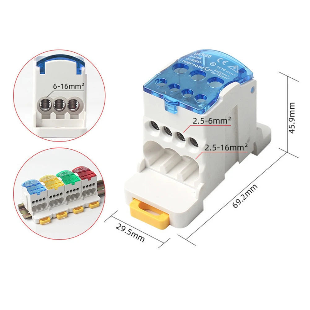80A ~500A Electric Split Din Rail Terminal Block Junction Box Power Wire Electrical Connector Terminal Block Connector Oasis Select 80A