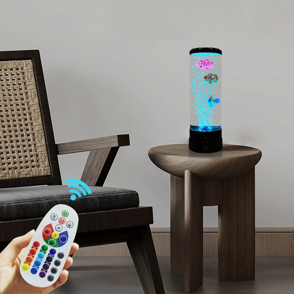 LED Fish Lamp Ambient Night Light Remote Control Color Changing Decorative Lights Aquarium Birthday Gift For Children USB Oasis Select Black
