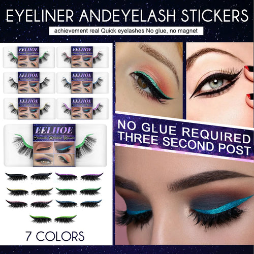 7color Glue-Free Faux Mink 3D Self-Adhesive Eyeliner Lash Stickers Waterproof Sweatproof False Eyelashes Stickers Eye Makeup Oasis Select