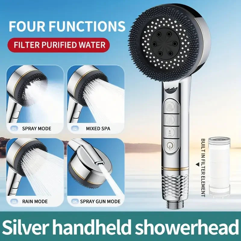 4-Speed Handheld Shower Head & Bracket Set | Rainfall Boost
