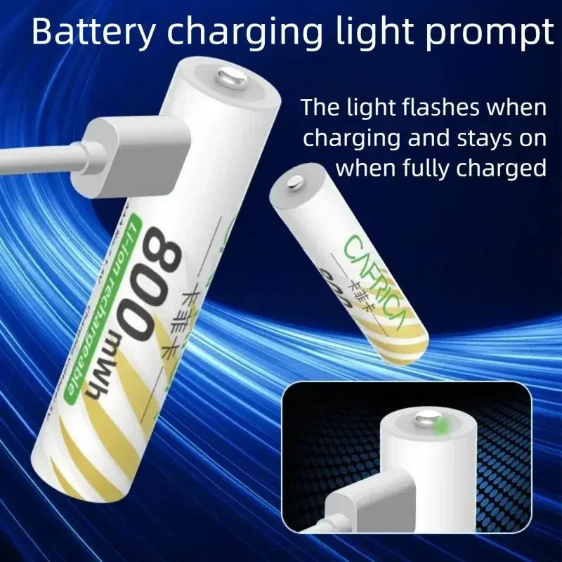New Li-ion AAA and AA Rechargeable Batteries USB Lithium-ion 3400mWh 1.5V AA Rechargeable Batteries+800mWh 1.5V AAA Battery Oasis Select