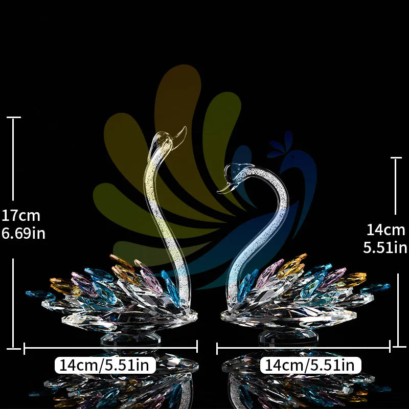 Crystal Swan Creative Living Room Porch Decoration TV Cabinet Wine Cabinet Window Home Decoration Crystal Crafts Oasis Select A 2pcs 17cm x 14cm