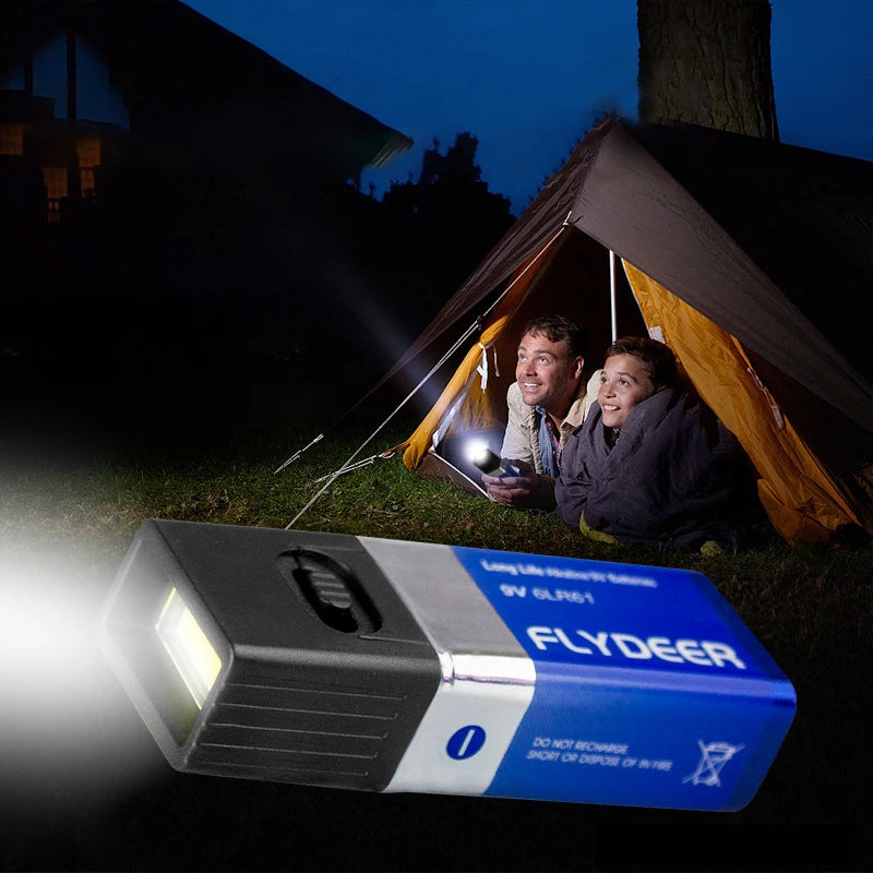 9V Battery Flashlight 9V Mini LED Key Light 6F22 Battery COB Outdoor Lighting Work Light Battery Not Included Oasis Select