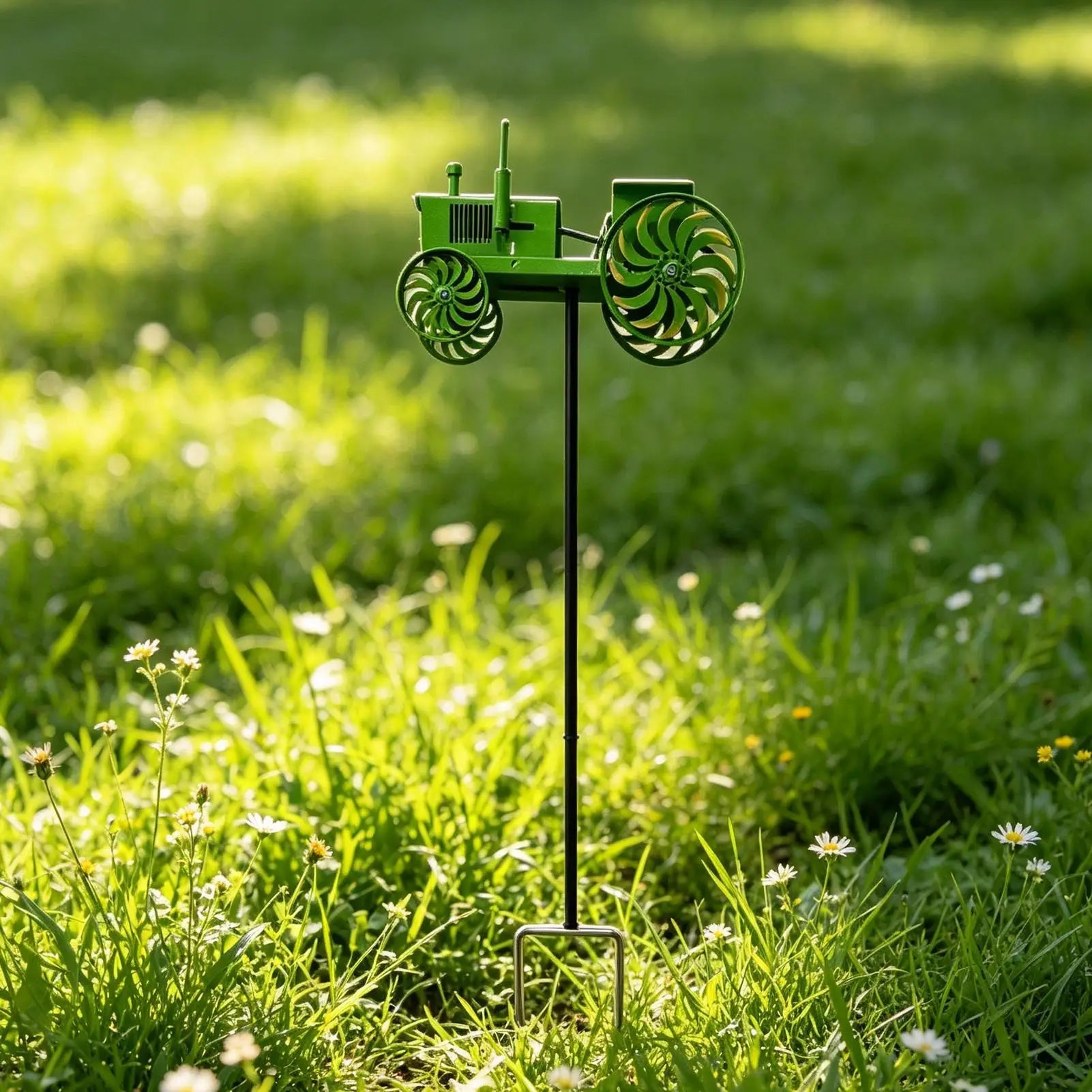 Tractor Wind Spinners Outdoor Tractor Motion Art Wind Sculpture Outdoor Decor Metal Windmill Stake for Front Yard Patio Porch Oasis Select