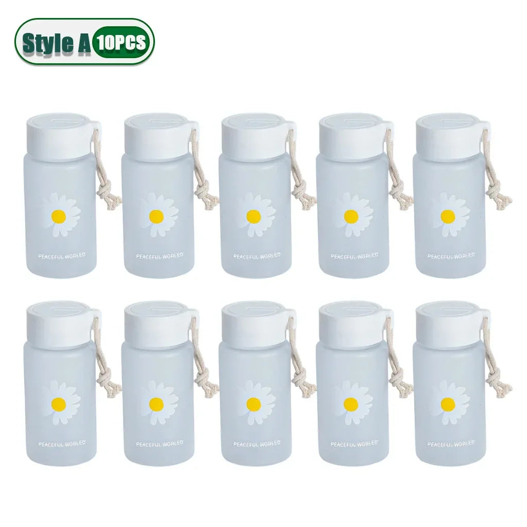Small Daisy Frosted Plastic Mug Transparent Portable Travel Tea Cup BPA Free Cute Outdoor Girl Water Cup Children Water Bottle Oasis Select Style A-10PCS