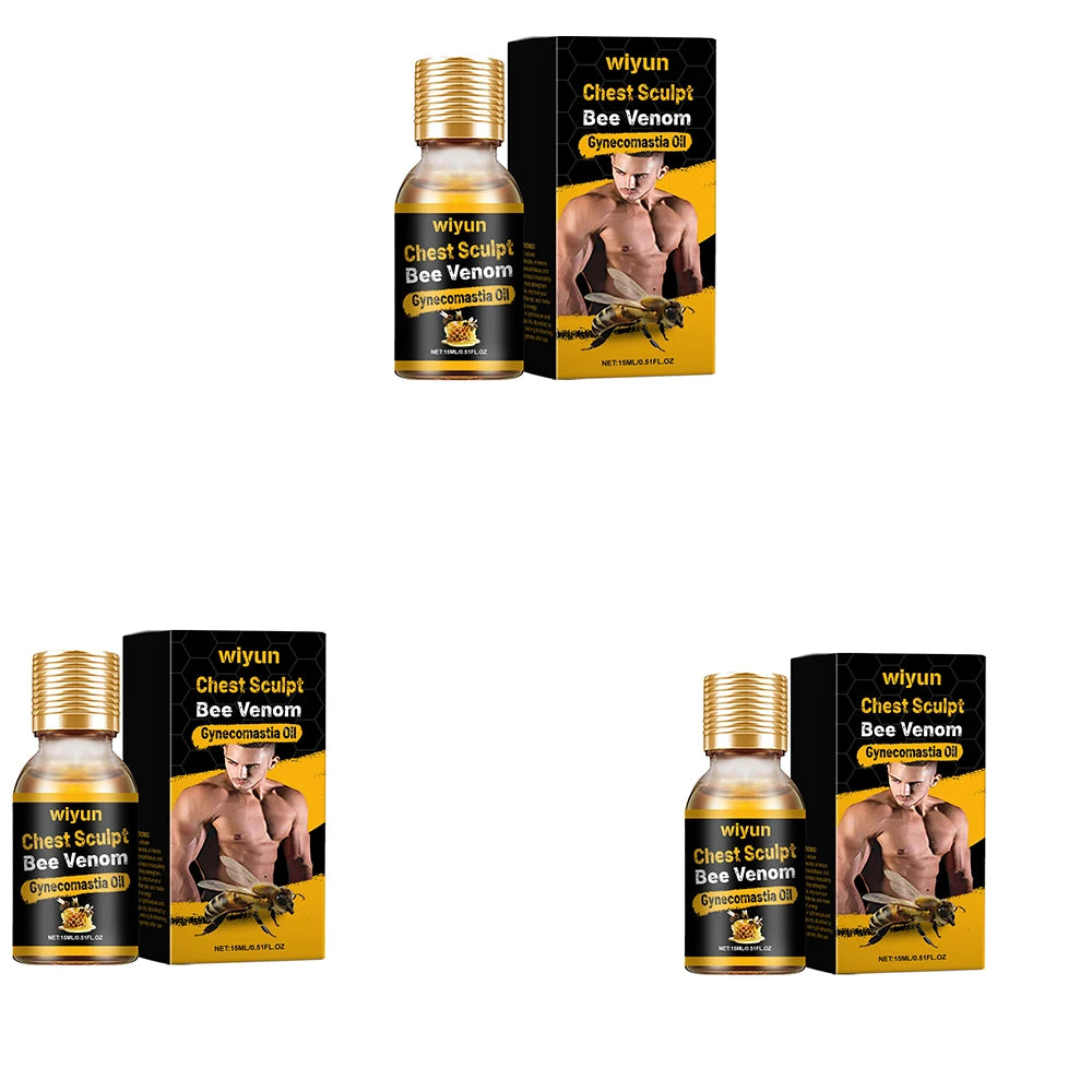 Bee Venom Male Chest Shaping Gynecomastia Oil, Massage Moisturizing to Highlight Body Shape, Strengthen Chest Skin Massage Oil Oasis Select 3pcs
