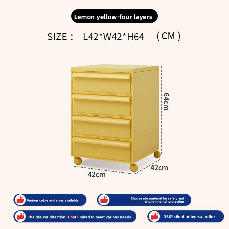 Removable panda cabinet medieval bedside table ins plastic multi-layer storage cabinet bedroom simple locker Oasis Select yellow 4 layers