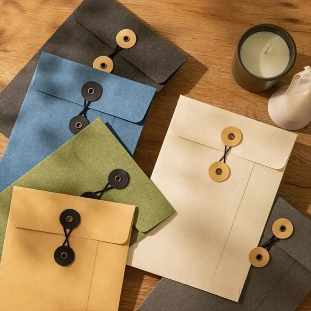 Kraft Paper Envelope with Button String Tie Winding Ticket File Documents Bag Letter Photos Journal Storage Budget Envelopes Oasis Select