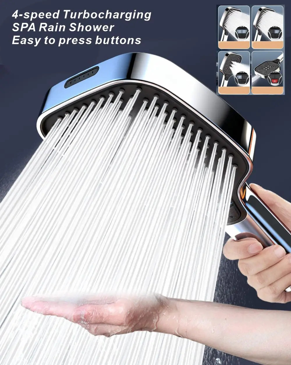 12cm Large Panel Shower Head with Filter Bathroom High Pressure Water Saving Rainfall Showerhead Square Multifunctional Nozzle Oasis Select